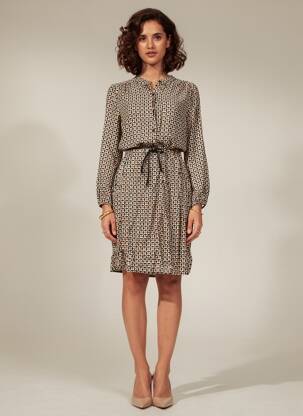 Robe mi-longue coupe fluide manches longues noir LA FEE MARABOUTEE femme