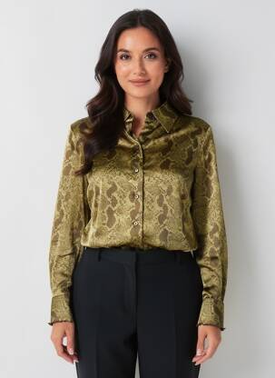 Chemisier coupe fluide manches longues vert SURKANA femme