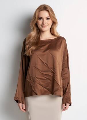 Top coupe fluide manches longues marron LA FEE MARABOUTEE femme