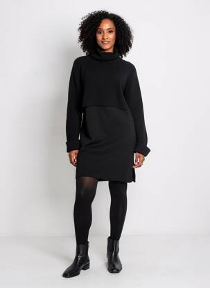Robe pull stretch manches longues noir LA FEE MARABOUTEE femme