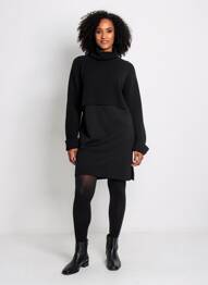 Robe pull stretch manches longues noir LA FEE MARABOUTEE femme