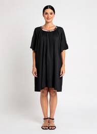 Robe courte fermeture zippée au dos manches courtes noir XT STUDIO femme