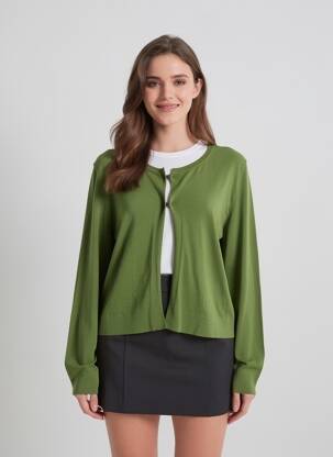 Gilet manches longues col rond vert FLIRT COLLECTION femme