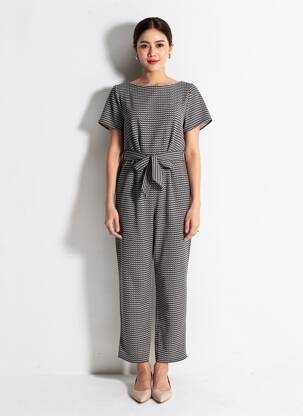 Combi-pantalon tissage crêpe manches courtes noir BETTY BARCLAY femme
