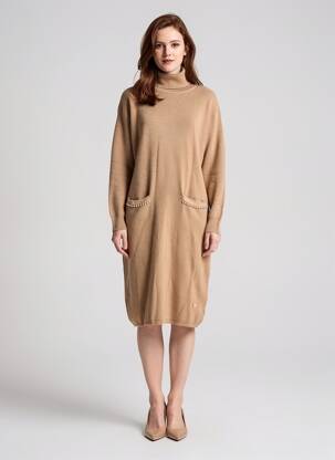 Robe pull stretch manches longues beige SARAH CHOLE femme