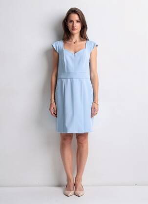 Robe courte fermeture zippée au dos manches courtes bleu FRACOMINA femme