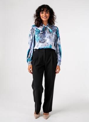 Blouse poignets boutonnés avec fente manches longues bleu SARAH CHOLE femme