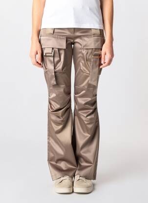 Pantalon cargo fermeture zippée sous rabat boutonné taille haute marron RELISH femme