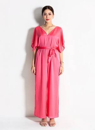 Combi-pantalon coupe fluide manches courtes rose MOLLY BRACKEN femme