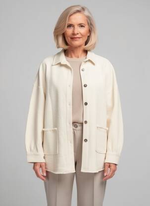 Veste casual coupe droite beige FRANCK ANNA femme