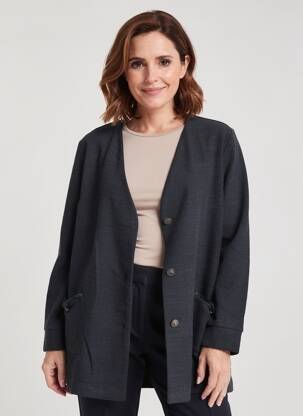 Veste casual coupe droite noir FRANCK ANNA femme