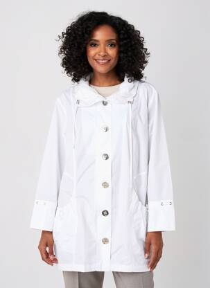 Imperméable manches longues sans capuche blanc KJBRAND femme