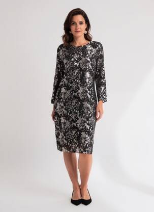 Robe mi-longue manches longues manches longues noir EVA KAYAN femme