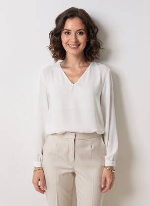 Blouse fermeture boutonnée au dos manches longues blanc IMPERIAL femme
