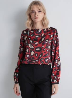 Blouse col rond manches longues rouge EDAS femme