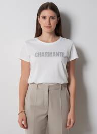 T-shirt imprimé fantaisie manches courtes blanc MAJESTIC FILATURES femme
