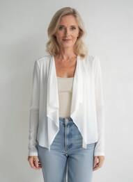 Gilet manches longues col v blanc INDIES femme