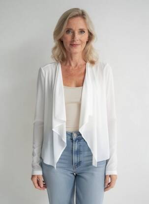 Gilet manches longues col v blanc INDIES femme