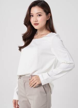Top col rond manches longues blanc STREET ONE femme