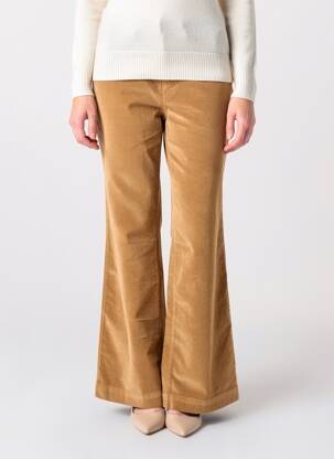 Pantalon flare fermeture zippée sous rabat boutonné beige EVA KAYAN femme