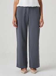 Pantalon droit fermeture zippée sous rabat avec crochet gris IMPAQT femme