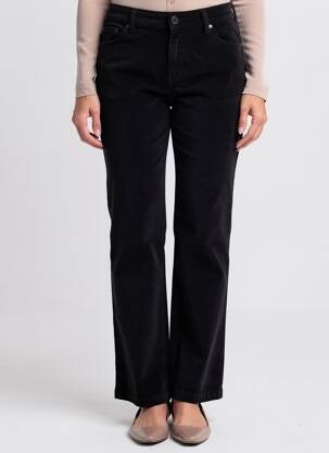 Pantalon droit fermeture zippée sous rabat boutonné noir DOLCEZZA femme