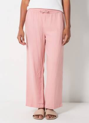 Pantalon droit taille élastique rose DOLCEZZA femme