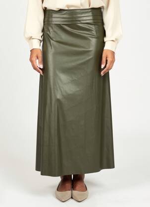 Jupe longue fermeture zip latéral vert LO femme