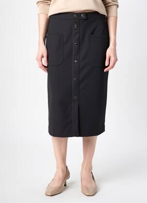Jupe mi-longue coupe droite noir INDIES femme