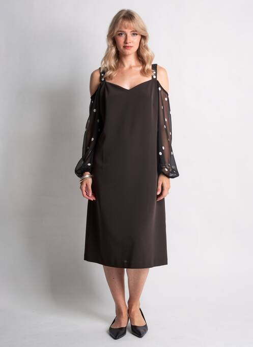 Robe mi-longue manches longues manches longues noir FUEGO WOMAN femme
