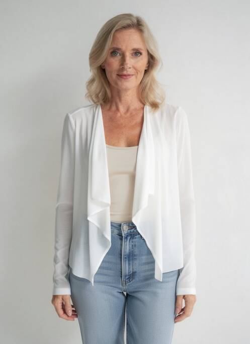 Gilet manches longues col v blanc INDIES femme
