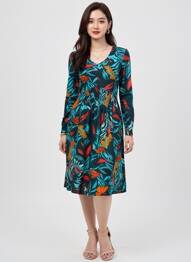 Robe mi-longue manches longues manches longues bleu NOMADS femme