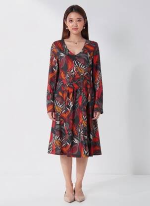 Robe mi-longue manches longues manches longues noir NOMADS femme