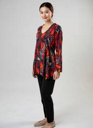 Tunique manches longues col v noir NOMADS femme