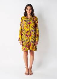 Robe courte manches longues manches longues jaune NOMADS femme