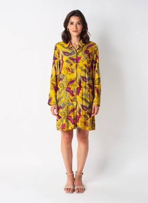 Robe courte manches longues manches longues jaune NOMADS femme