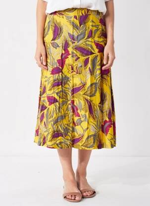 Jupe mi-longue taille normale jaune NOMADS femme