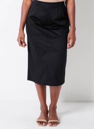 Jupe mi-longue taille à pinces noir WOW TO GO femme