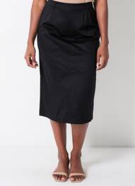 Jupe mi-longue taille à pinces noir WOW TO GO femme
