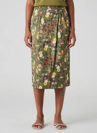 Jupe mi-longue taille à pinces vert WOW TO GO femme