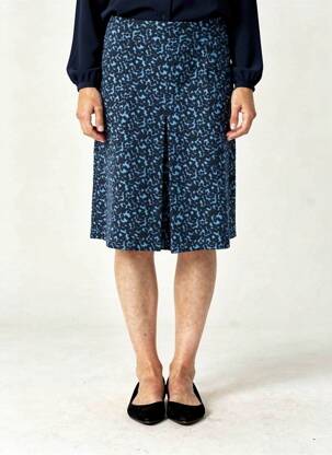 Jupe mi-longue taille haute bleu WOW TO GO femme