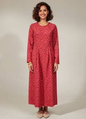 Robe longue manches longues manches longues rouge WOW TO GO femme