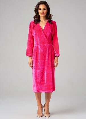 Robe mi-longue manches longues manches longues rose WOW TO GO femme