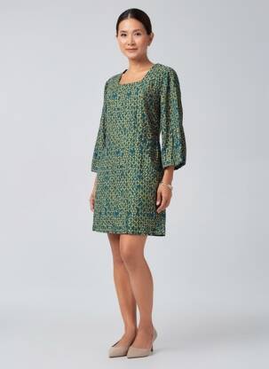 Robe courte imprimé fleurs manches 3/4 bleu NOMADS femme