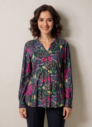 Chemisier imprimé fleurs manches longues vert NOMADS femme