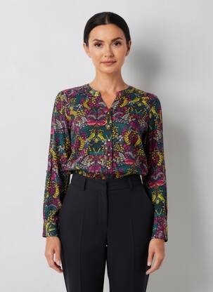 Chemisier imprimé fleurs manches longues noir NOMADS femme
