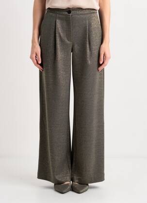 Pantalon large fermeture zippée sous rabat boutonné taille normale gris B.YOUNG femme