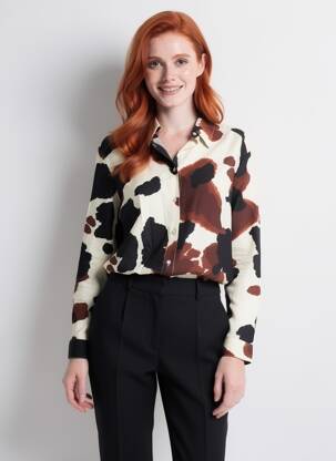 Chemisier coupe cintrée manches longues marron B.YOUNG femme