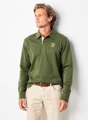 Polo manches longues manches longues vert BLACK WELLIS homme