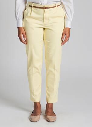 Pantalon chino tissage popeline taille normale jaune B.YOUNG femme